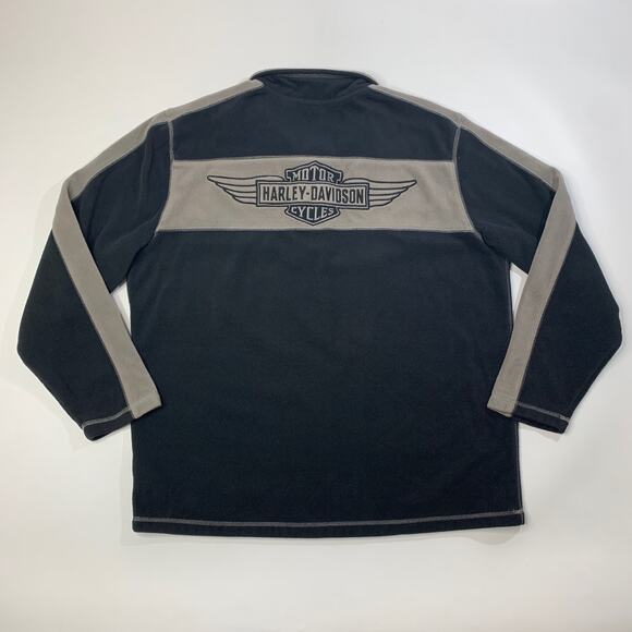 Harley Davidson Fleece Mens XL Extra Large Black Grey Long Sleeve Biker Sweater - Picture 9 of 14